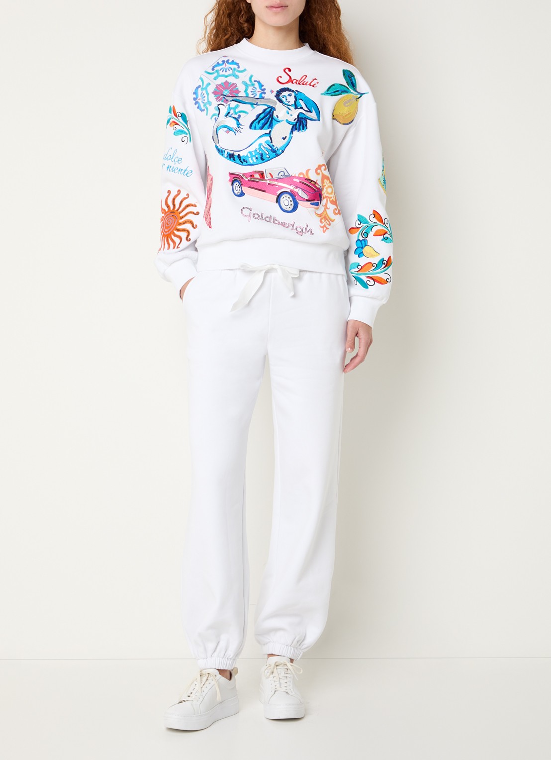 Goldbergh Sweater met front- en backprint - voorkant 4 wit
