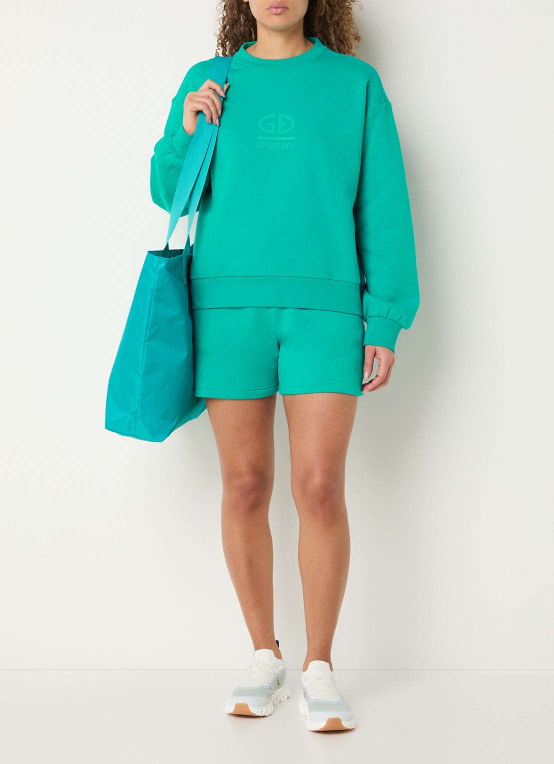 Goldbergh Sweater met logo - voorkant 4 turquoise