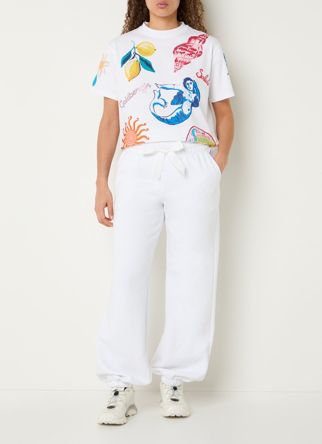 Goldbergh T-shirt met logo en print - voorkant 4 wit