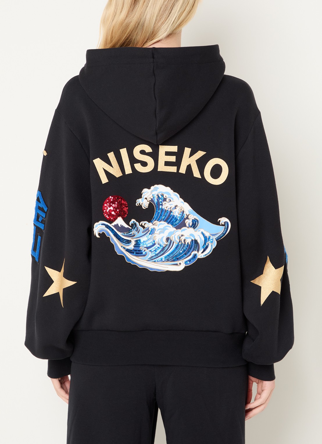 Goldbergh Tobu hoodie met logoprint en pailletten - achterkant zwart