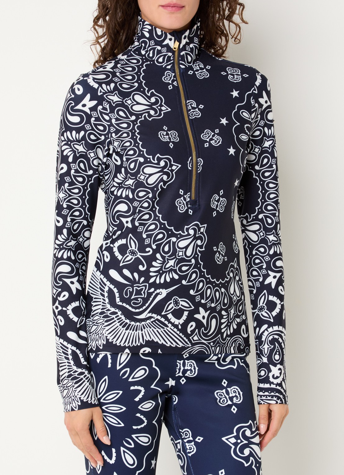 Goldbergh Toriko  skipully met print - detail 4 donkerblauw