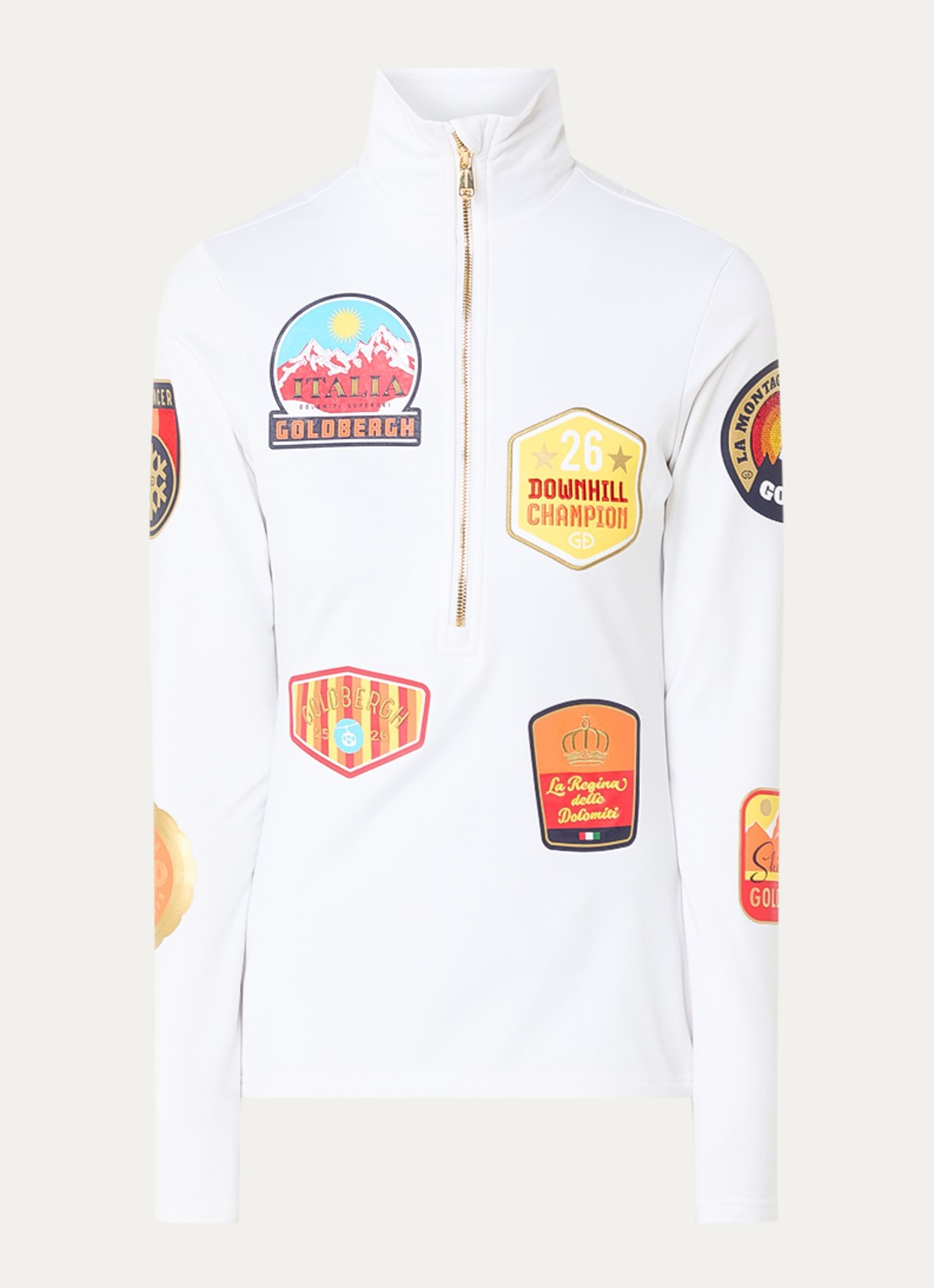 Goldbergh Triumph skipully met logoprint - voorkant wit