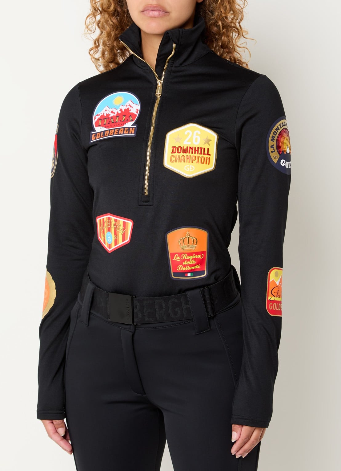 Goldbergh Triumph skipully met logoprint - detail zwart