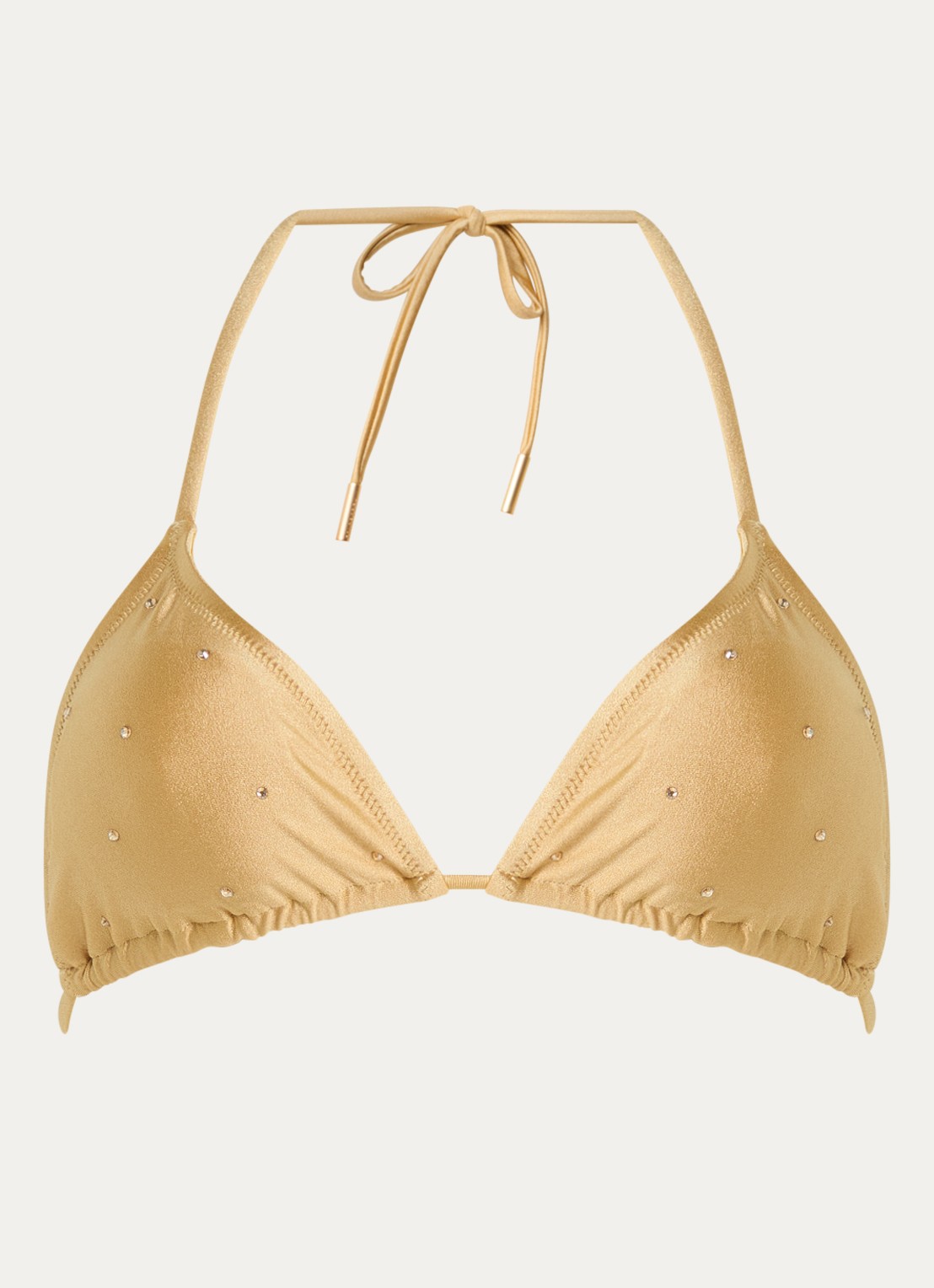 Goldbergh Velora triangel bikinitop met uitneembare vulling - voorkant goud
