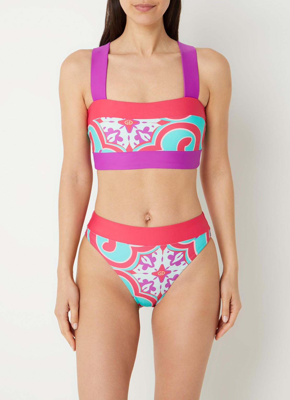 Goldbergh Veronica hipster bikinislip met print - detail fuchsia