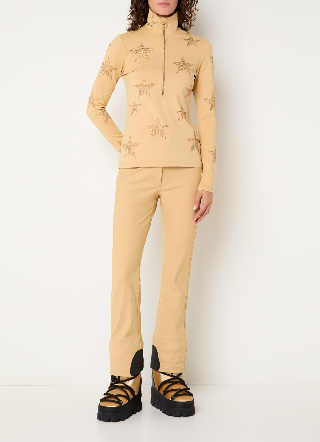 Goldbergh Yura skipully met strass - voorkant 3 camel