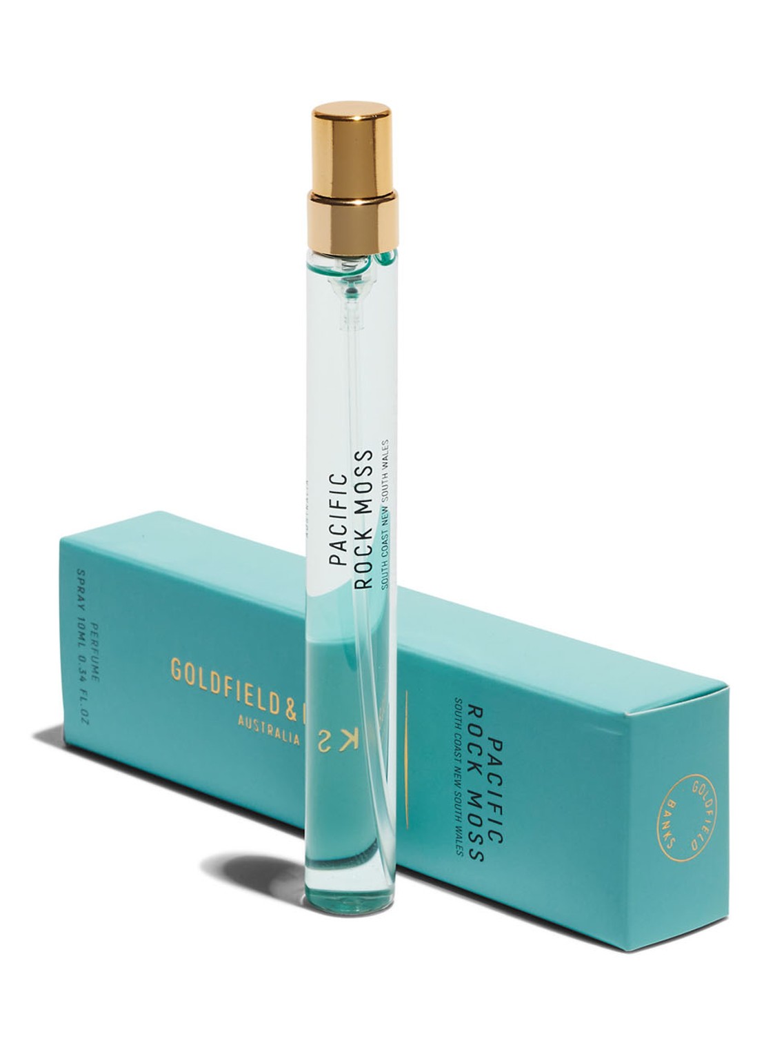Goldfield & Banks Mini Pacific Rock Moss Eau de Parfum - travel size - voorkant 3 lichtblauw