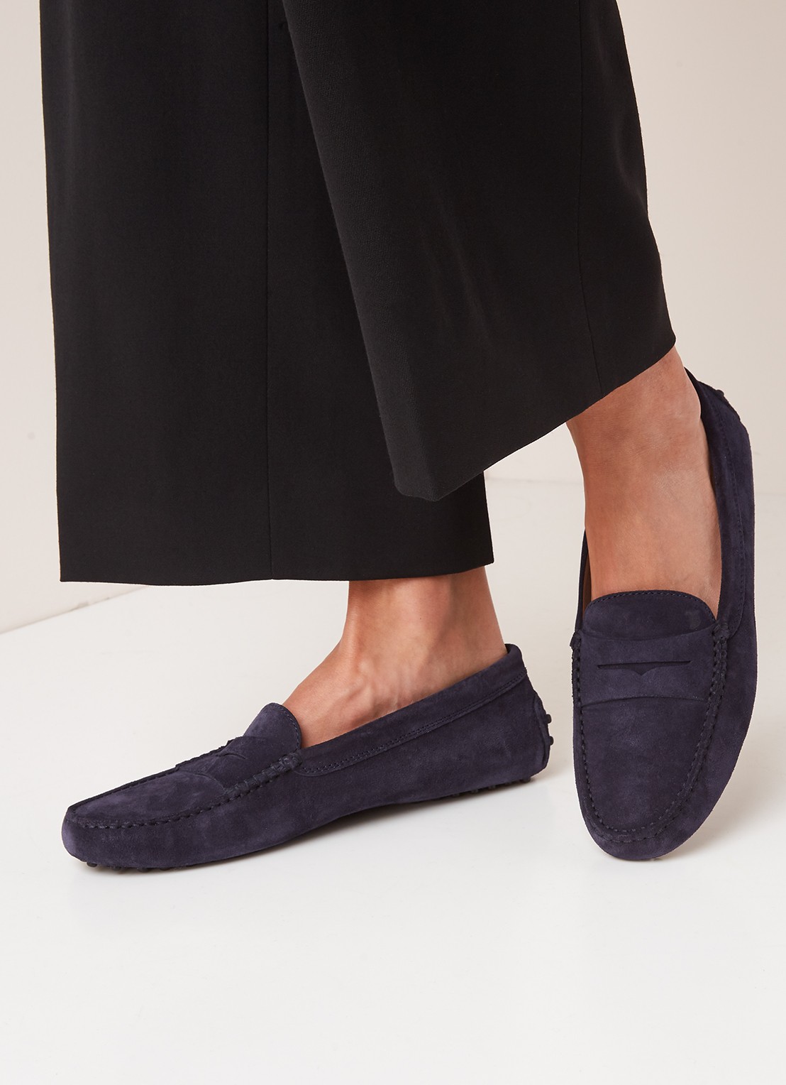 Gommini loafer van suède - voorkant 2 donkerblauw