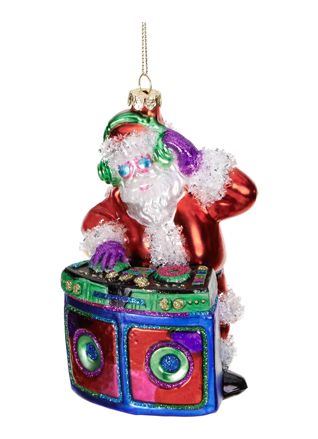 Goodwill DJ-Kerstman kersthanger 12 cm - voorkant rood