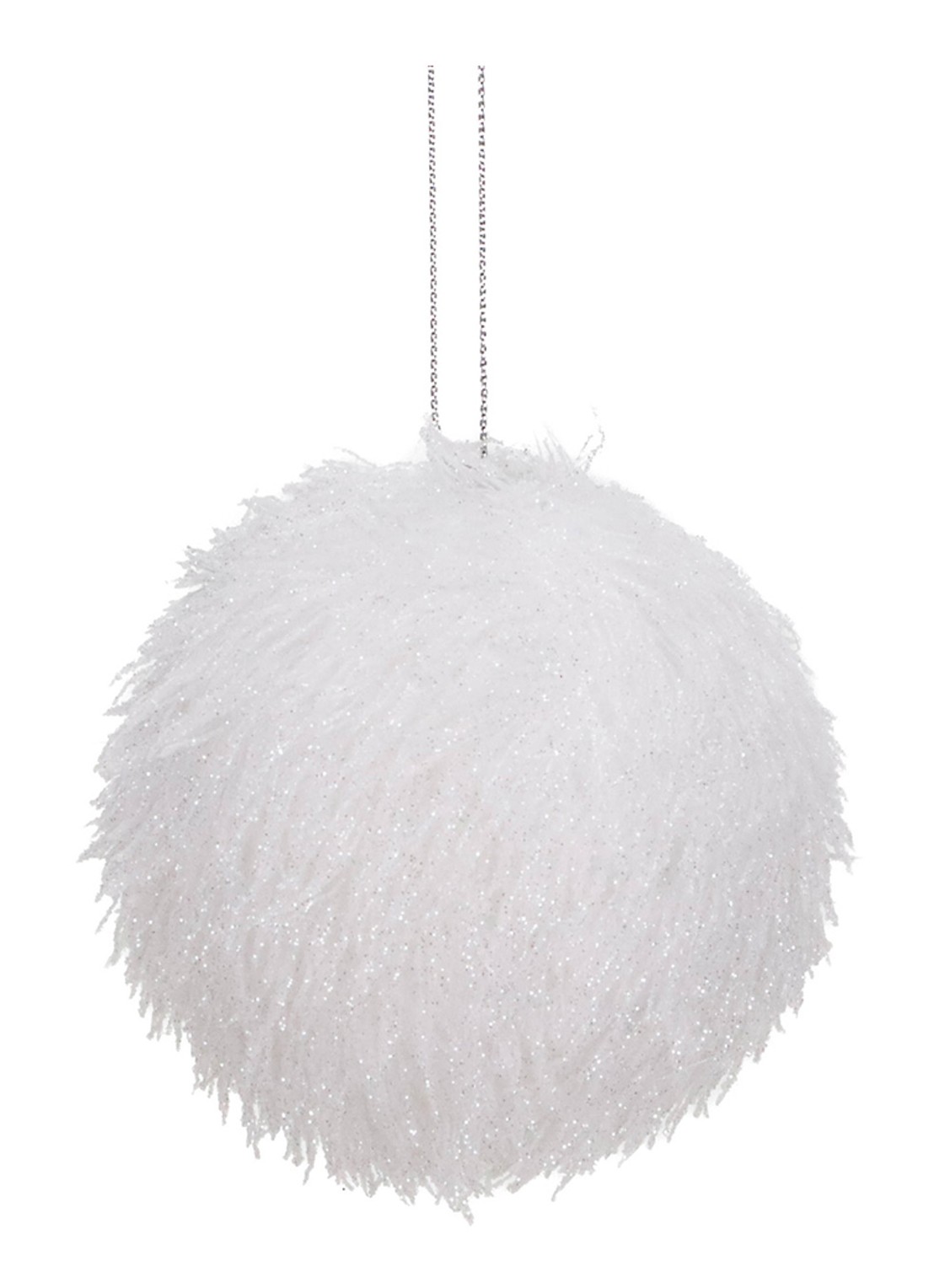 Goodwill Furry kerstbal 8 cm - voorkant wit