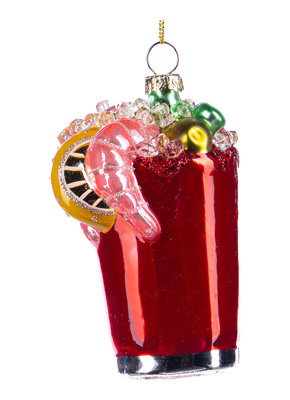 Goodwill Garnalencocktail kersthanger 11 cm - voorkant rood