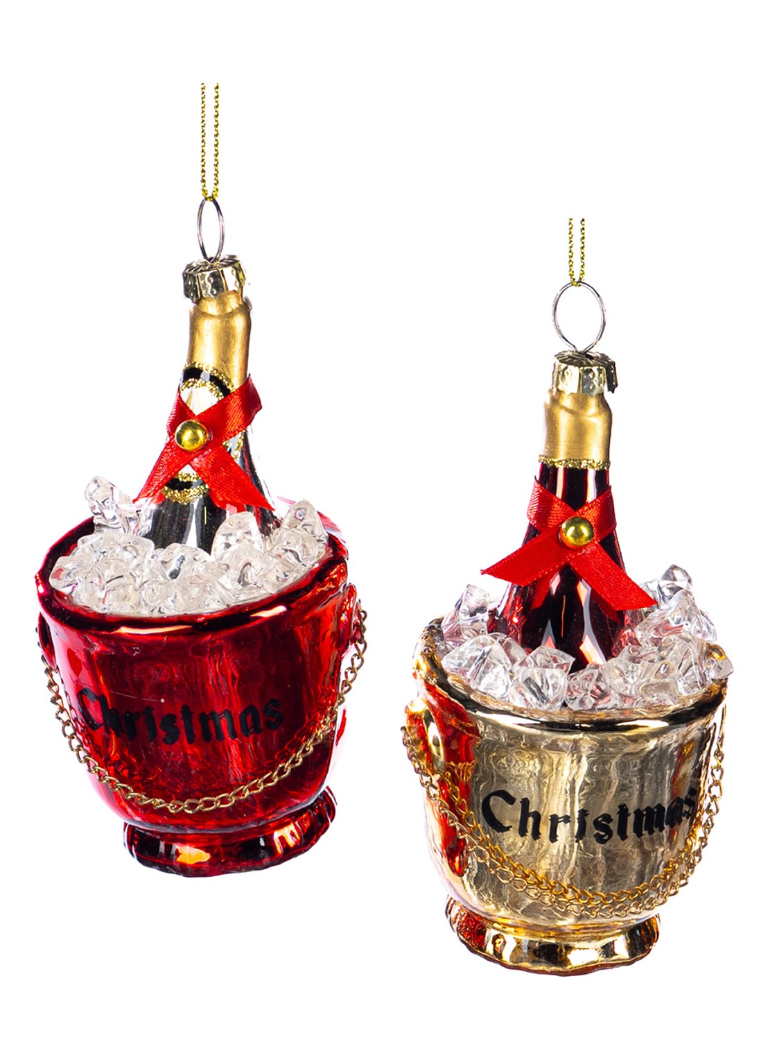 Goodwill Kerstfles in Koeler kersthanger 11 cm set van 2 - voorkant rood