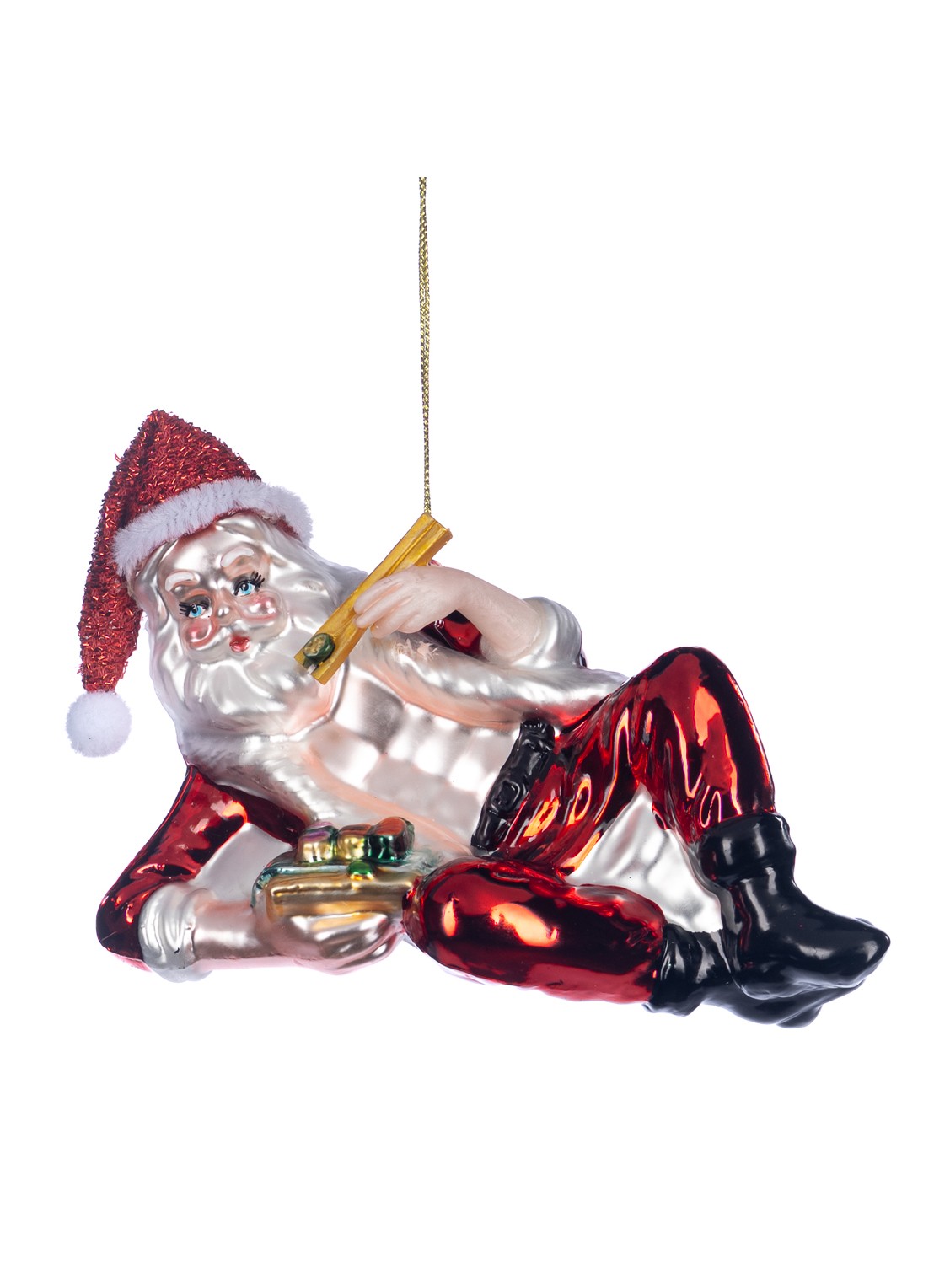 Goodwill Kerstman met Sushi kersthanger 13,5 cm - voorkant rood