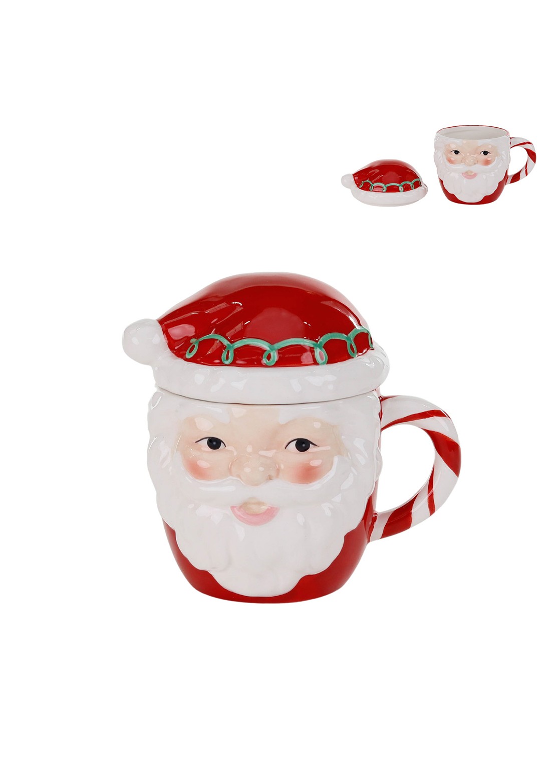 Goodwill Kerstman mok met deksel - voorkant rood