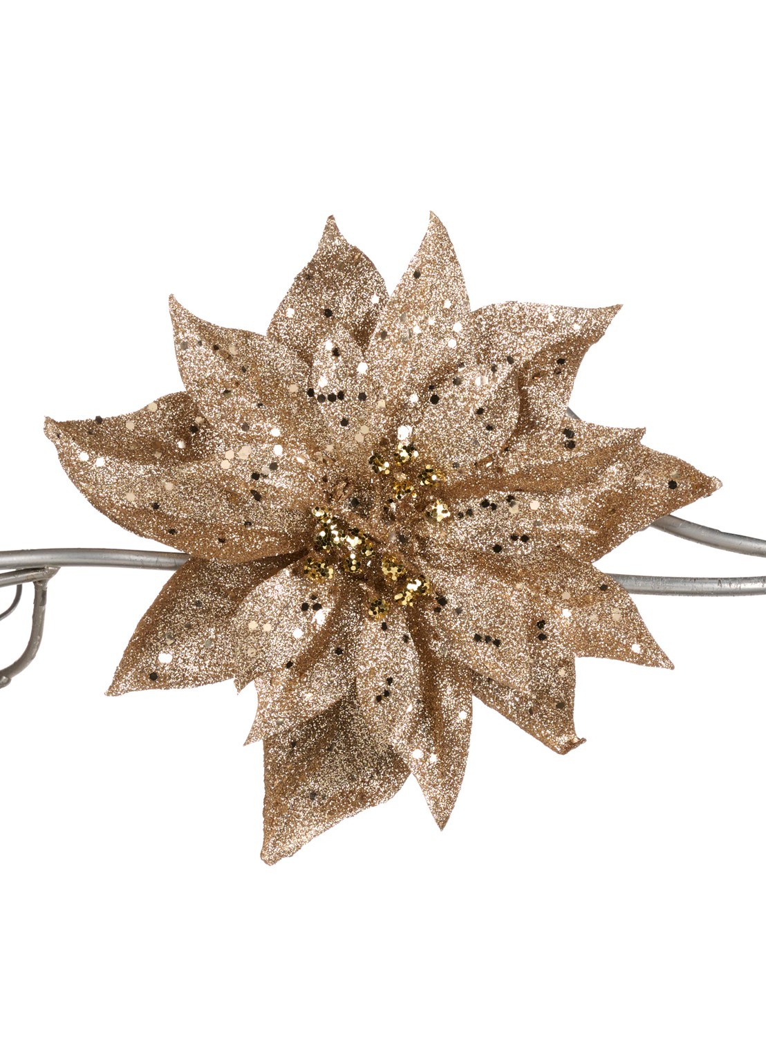 Goodwill Kerstster kerstornament met clip 20,5 cm - voorkant goud