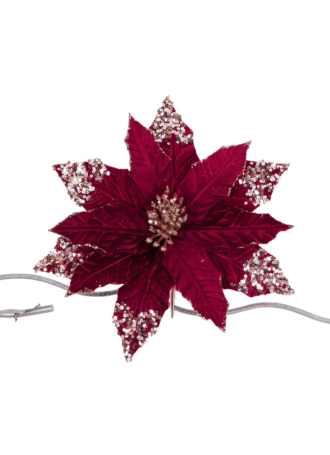 Goodwill Kerstster kerstornament met clip 30 cm - voorkant kersenrood