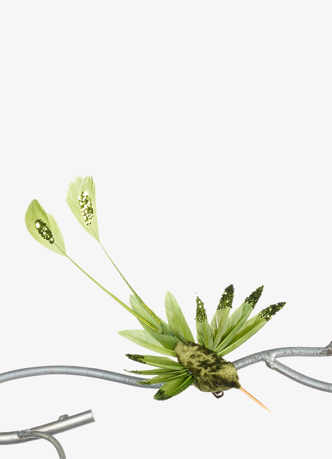 Goodwill Kolibrie kerstornament met clip 19 cm - voorkant groen