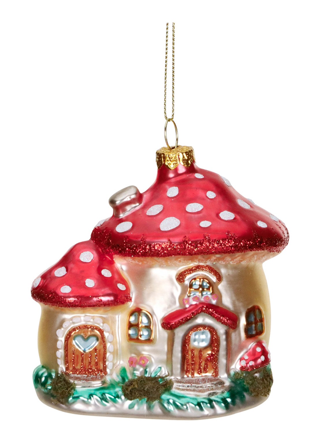 Goodwill Paddenstoelenhuis kersthanger 9,5 cm - voorkant rood