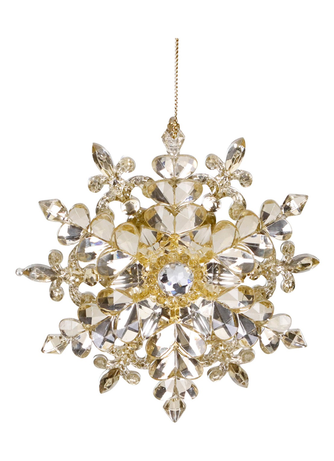 Goodwill Sneeuwvlok kersthanger 13 cm - voorkant goud