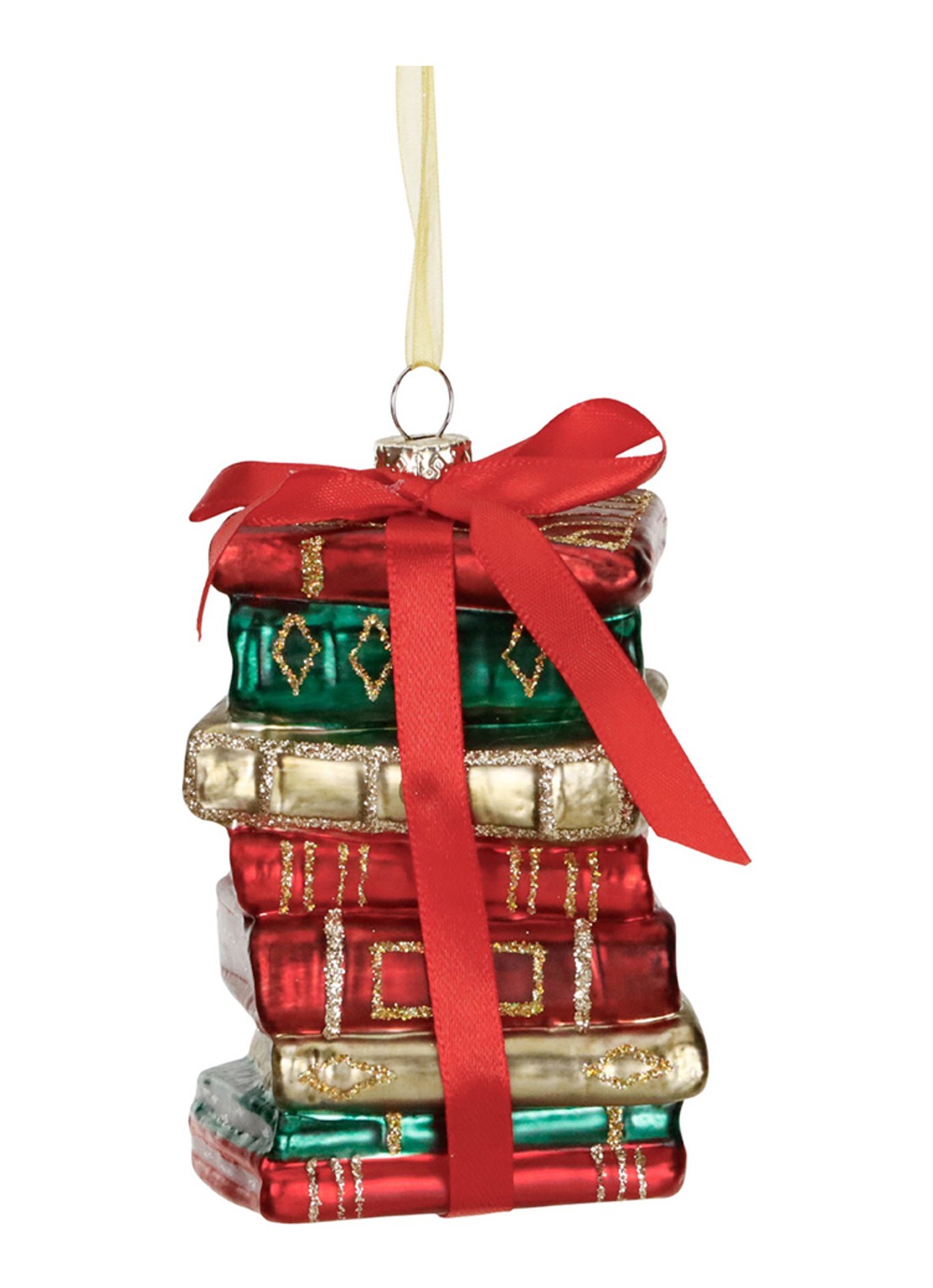 Goodwill Stapel Kerstboeken kersthanger 11,5 cm - voorkant rood
