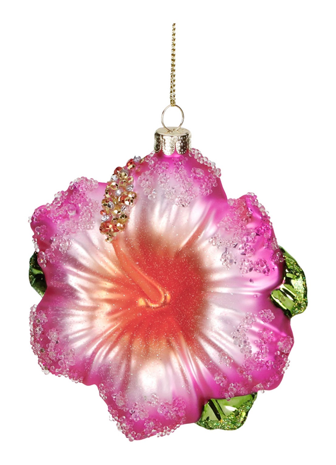 Goodwill Tropische Bloem kersthanger 11 cm - voorkant roze
