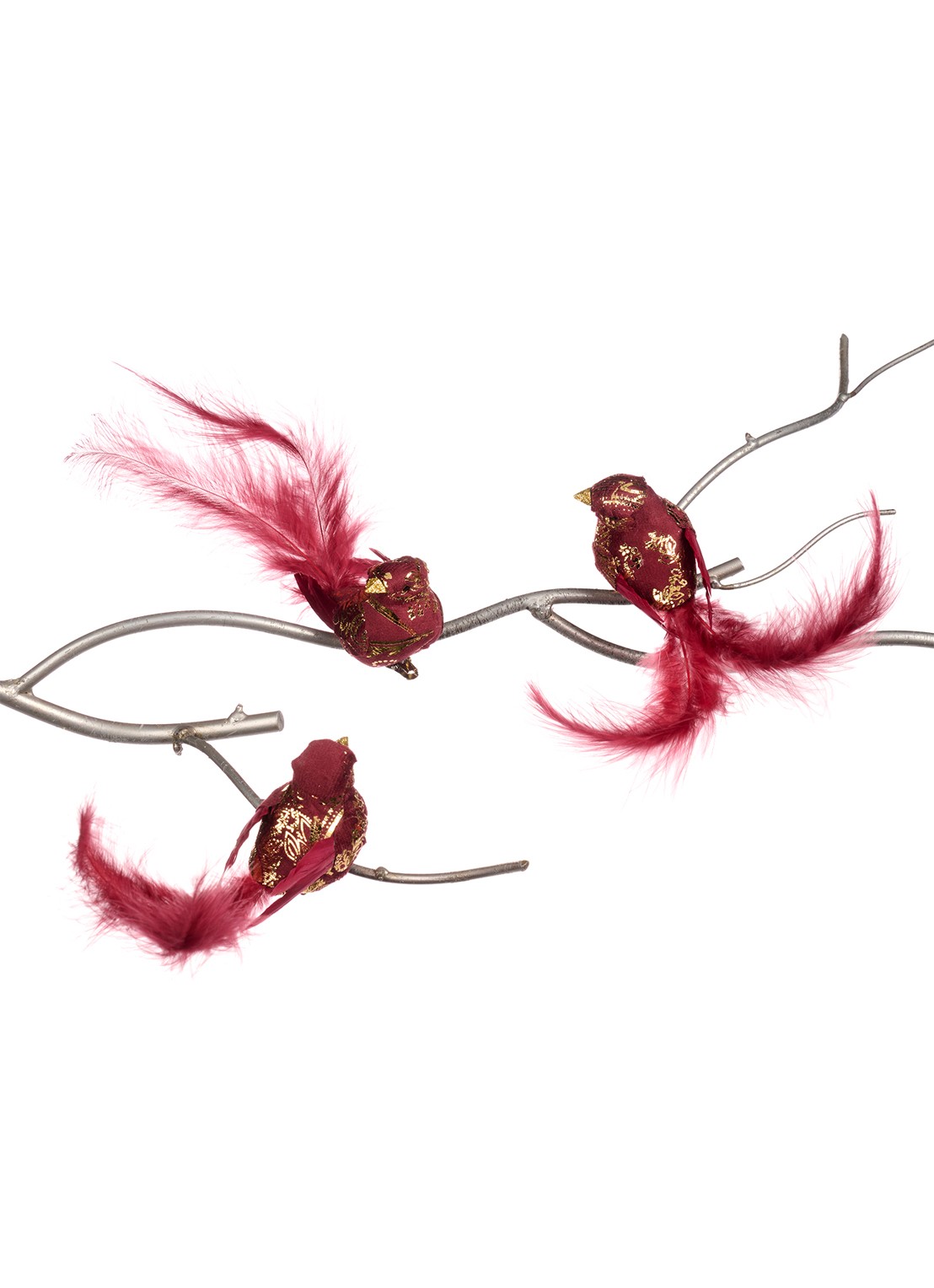Goodwill Vogel kerstornament met clip 17 cm set van 3 - voorkant rood