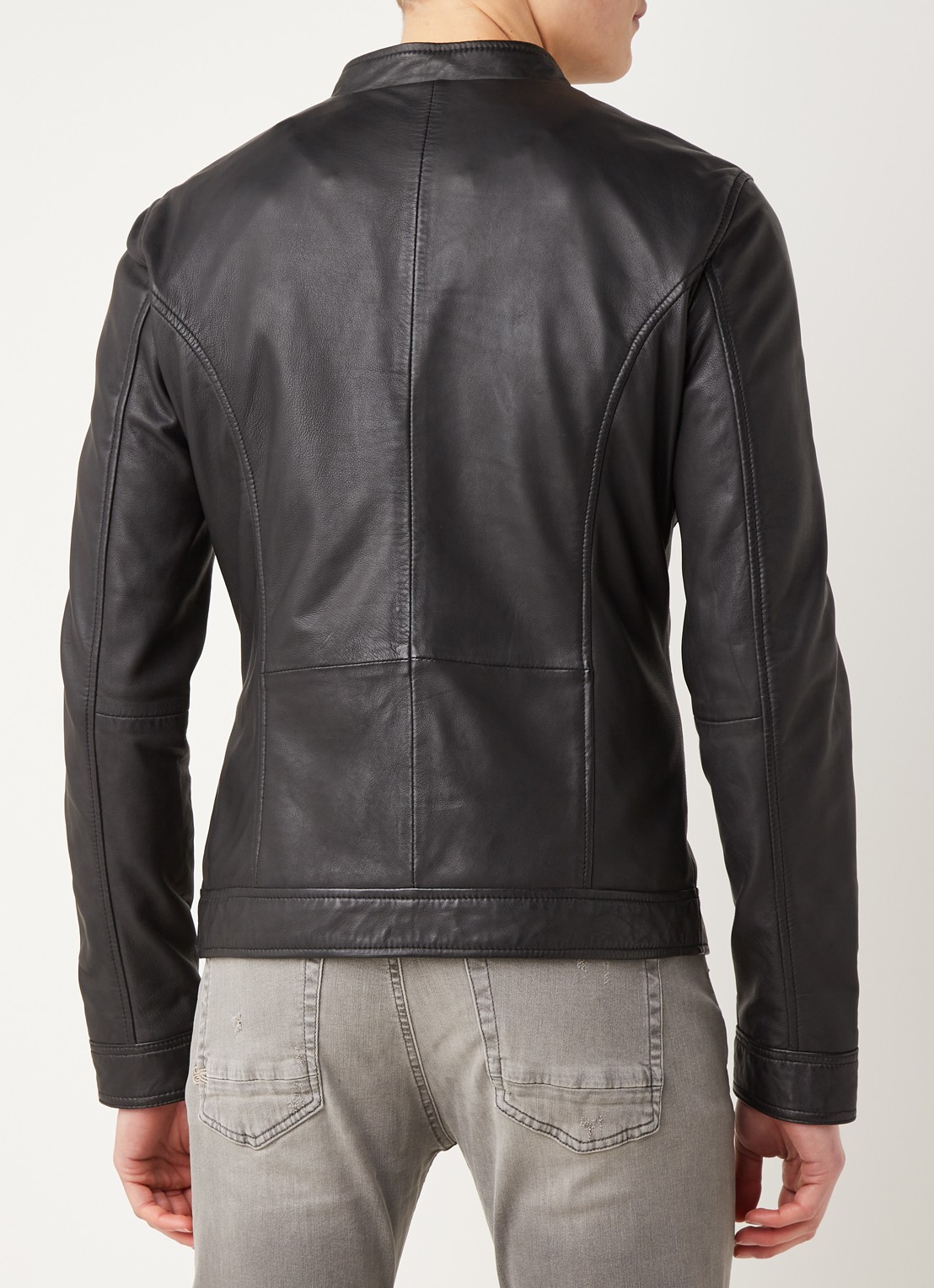 Goosecraft Bikerjack van schapenleer met ritszakken - achterkant 4 zwart