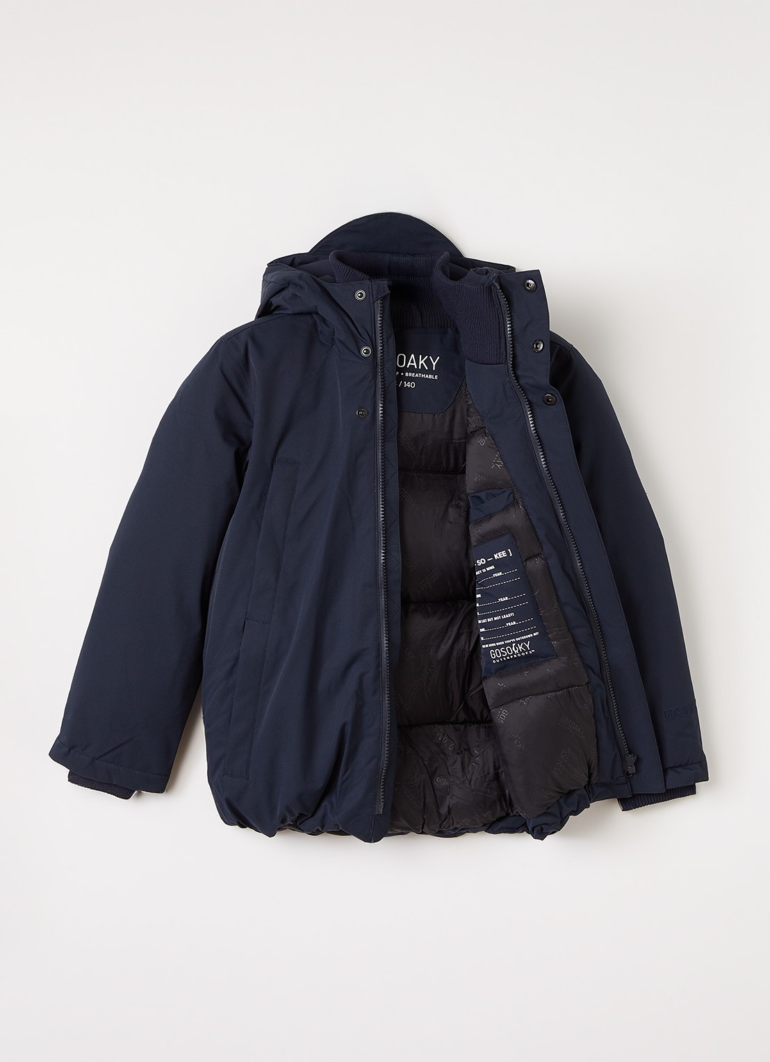 Gosoaky Chipmunck gewatteerde parka met capuchon - voorkant 3 donkerblauw