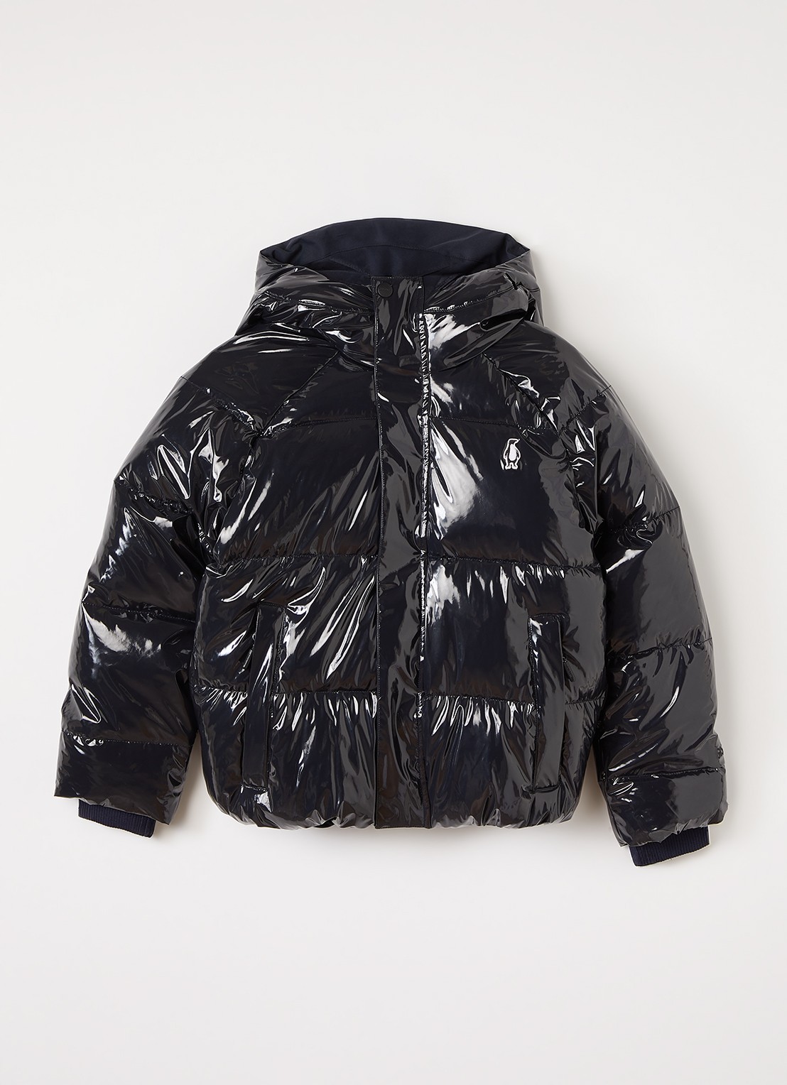 Gosoaky Flashy Dragon puffer jack met glanzende finish - voorkant 2 donkerblauw