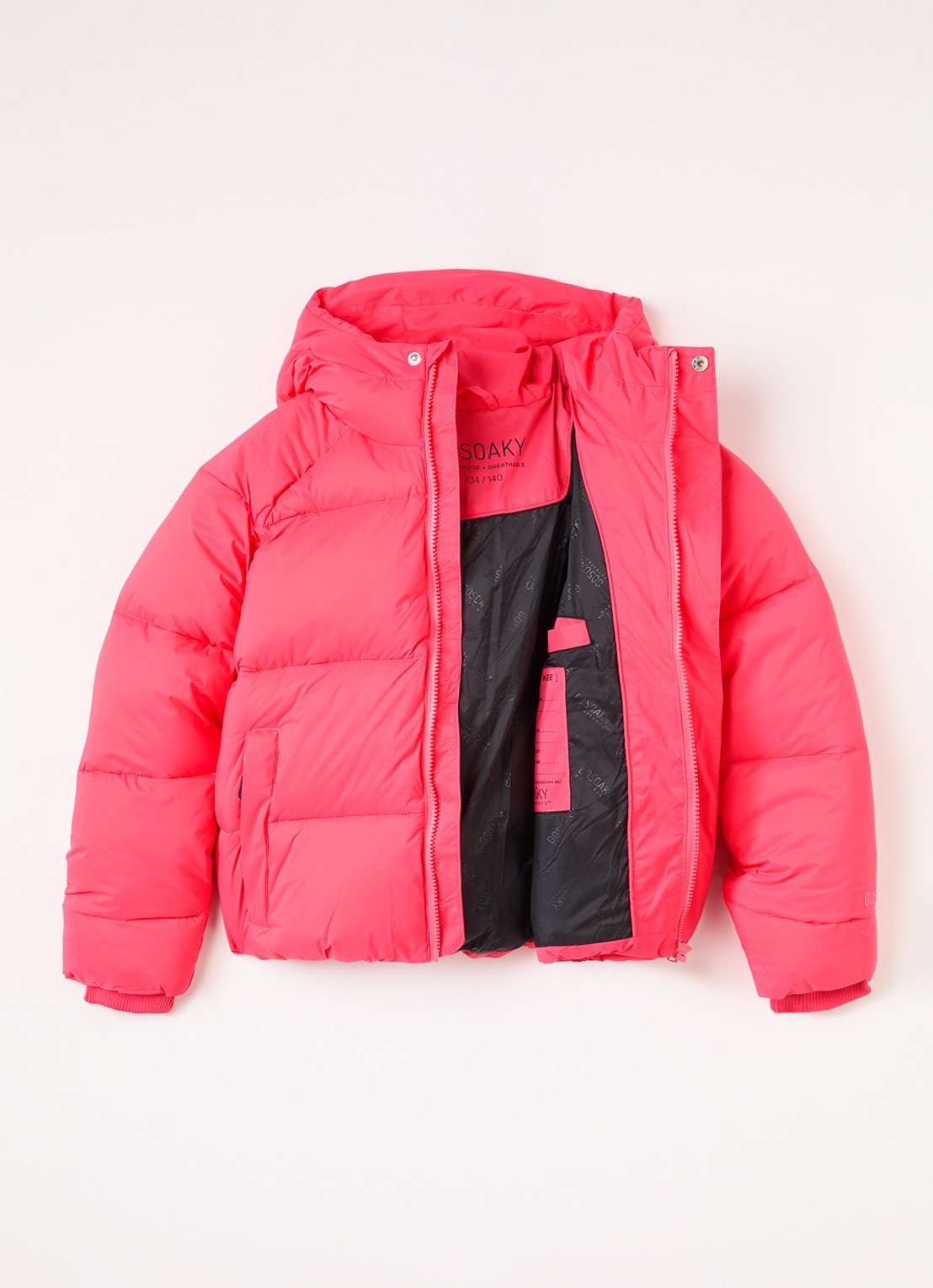 Gosoaky Flashy Dragon pufferjack met ritszakken - voorkant 3 roze