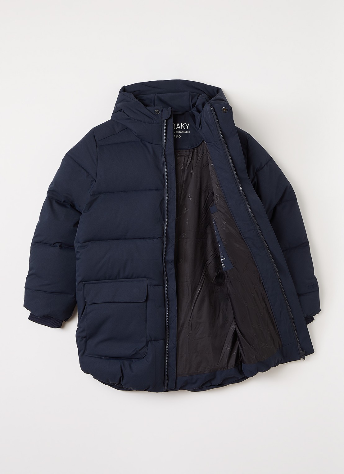 Gosoaky Tiger Eye puffer jas met capuchon - voorkant 3 donkerblauw