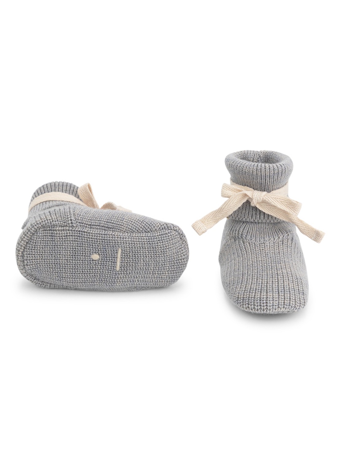 Gray Label Grofgebreide babyslofje van wol - voorkant 2 grijsmele