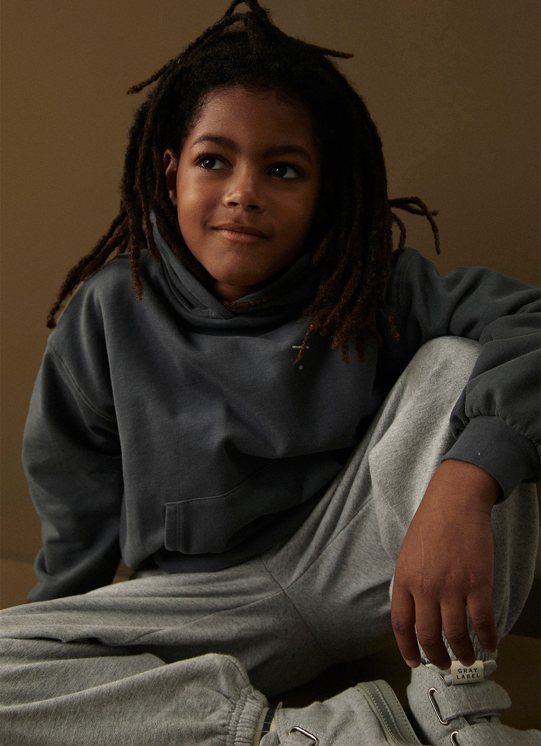 Gray Label Hoodie van katoen - voorkant 2 blauwgrijs