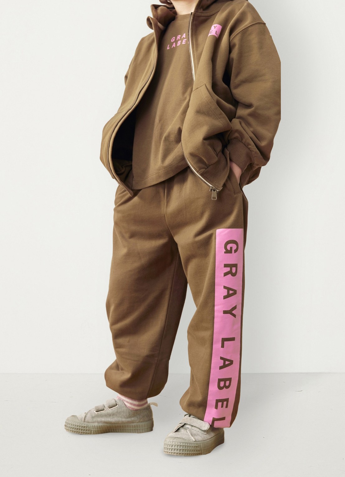 Gray Label Joggingbroek met logo - detail bruin