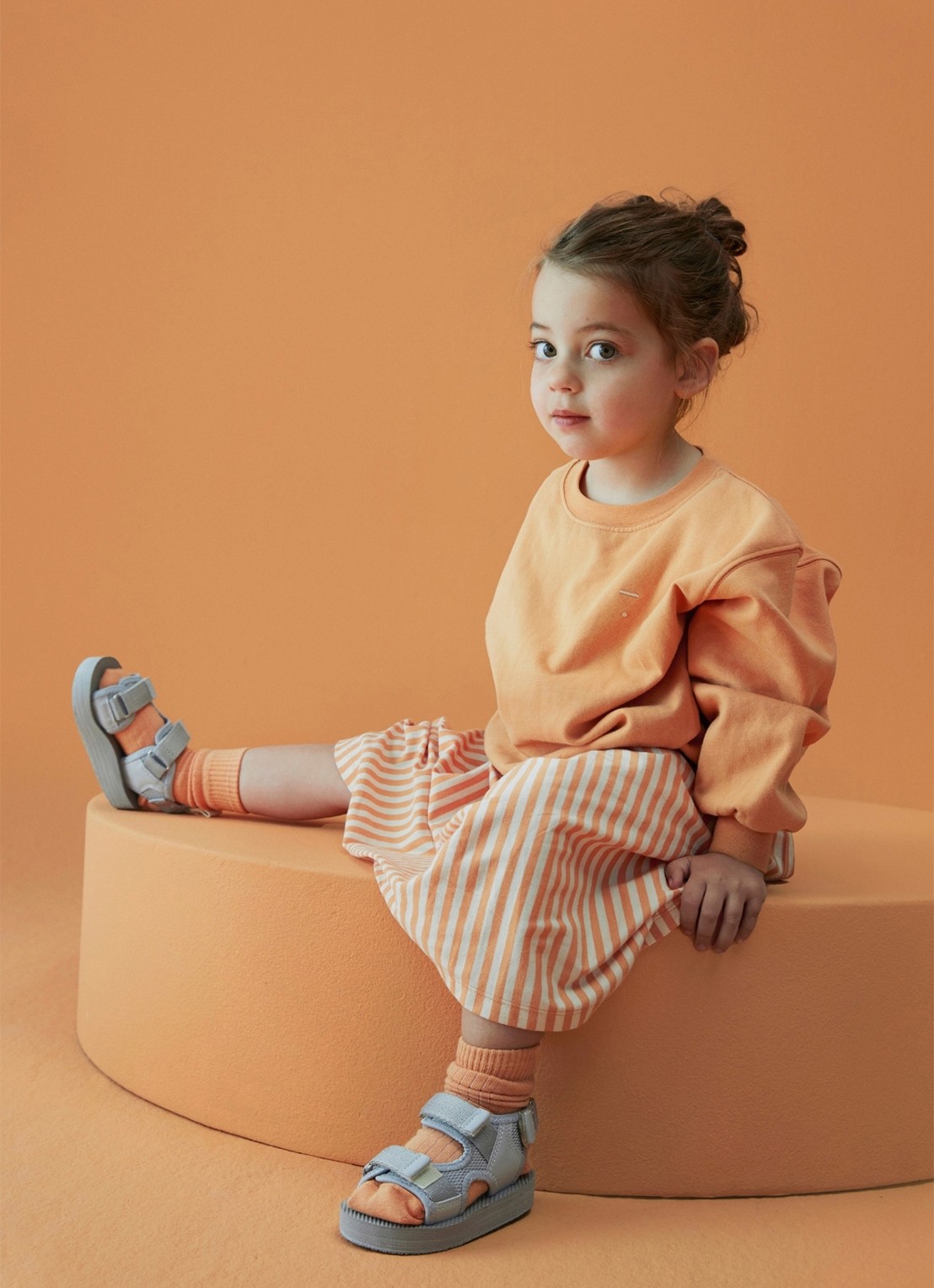 Gray Label Jurk met streepprint - detail 5 oranje