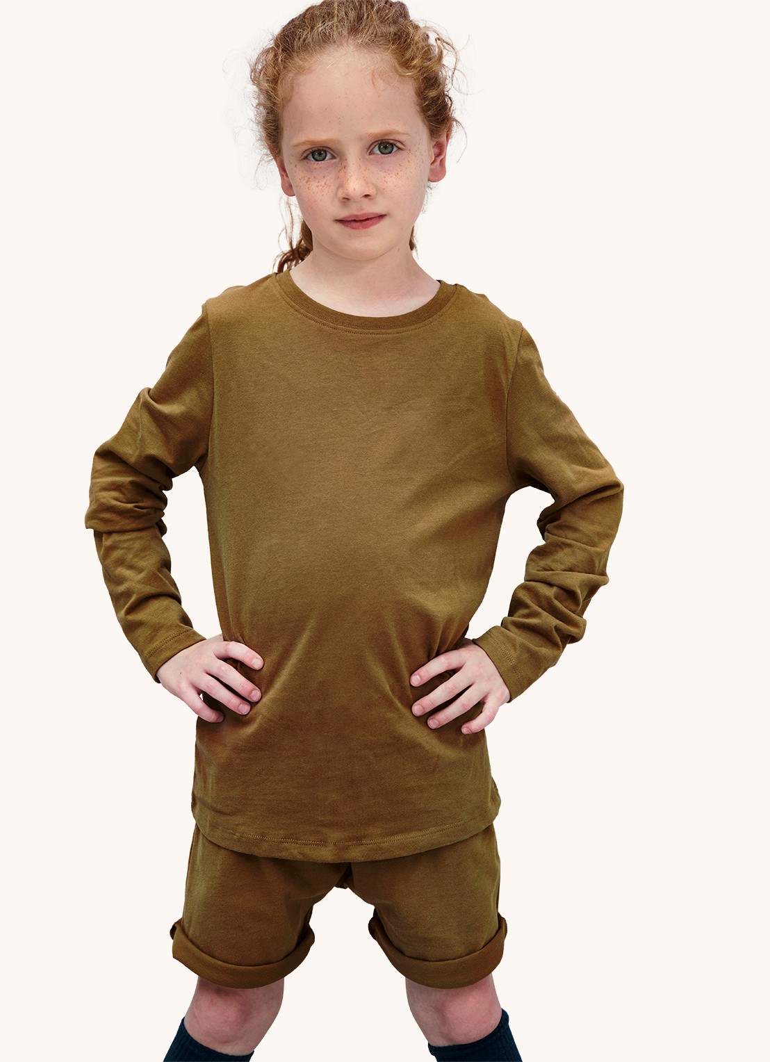 Gray Label Korte joggingbroek van  katoen  - voorkant 3 bronsgroen