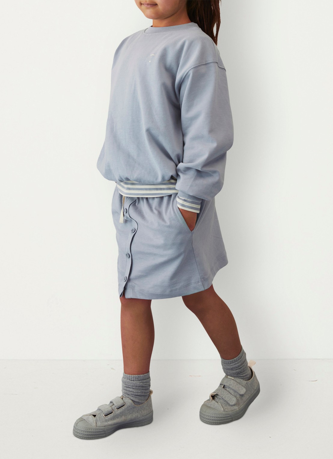 Gray Label Minirok met steekzakken - voorkant 3 blauwgrijs