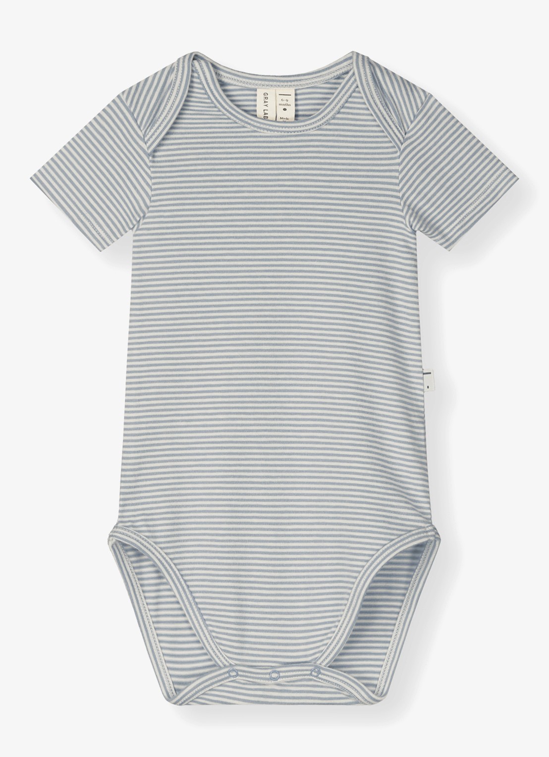 Gray Label Romper in katoenblend met streepprint - voorkant 2 grijs