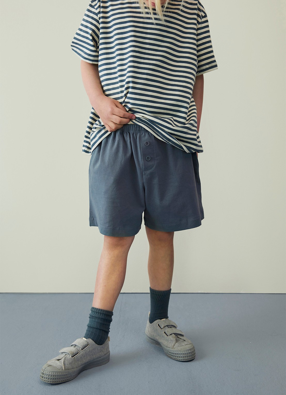 Gray Label Straight fit korte broek met steekzakken - voorkant 2 blauwgrijs
