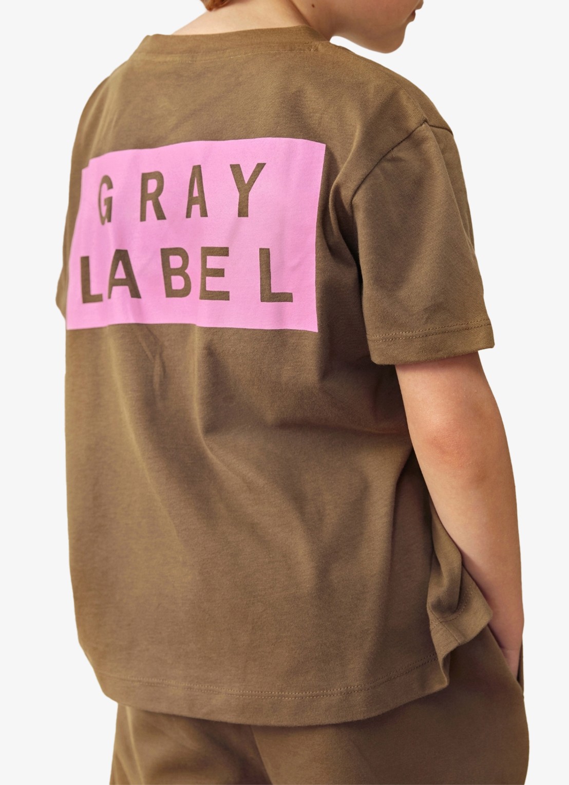 Gray Label T-shirt met logo - detail bruin