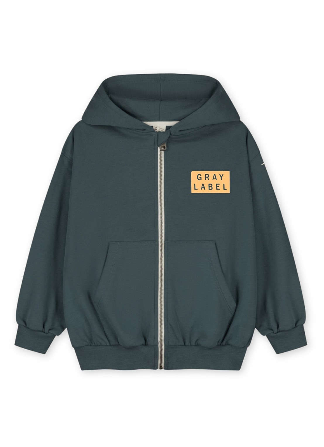 Gray Label Vest met capuchon en logo - voorkant 2 blauwgrijs