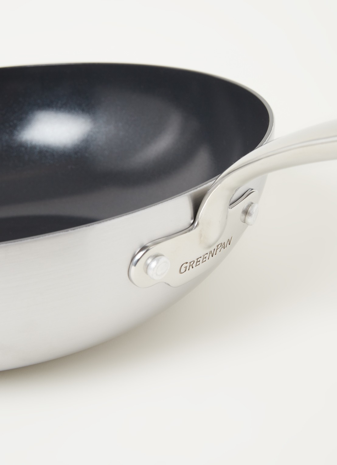 GreenPan Barcelona wokpan Ø30 cm - detail zilver