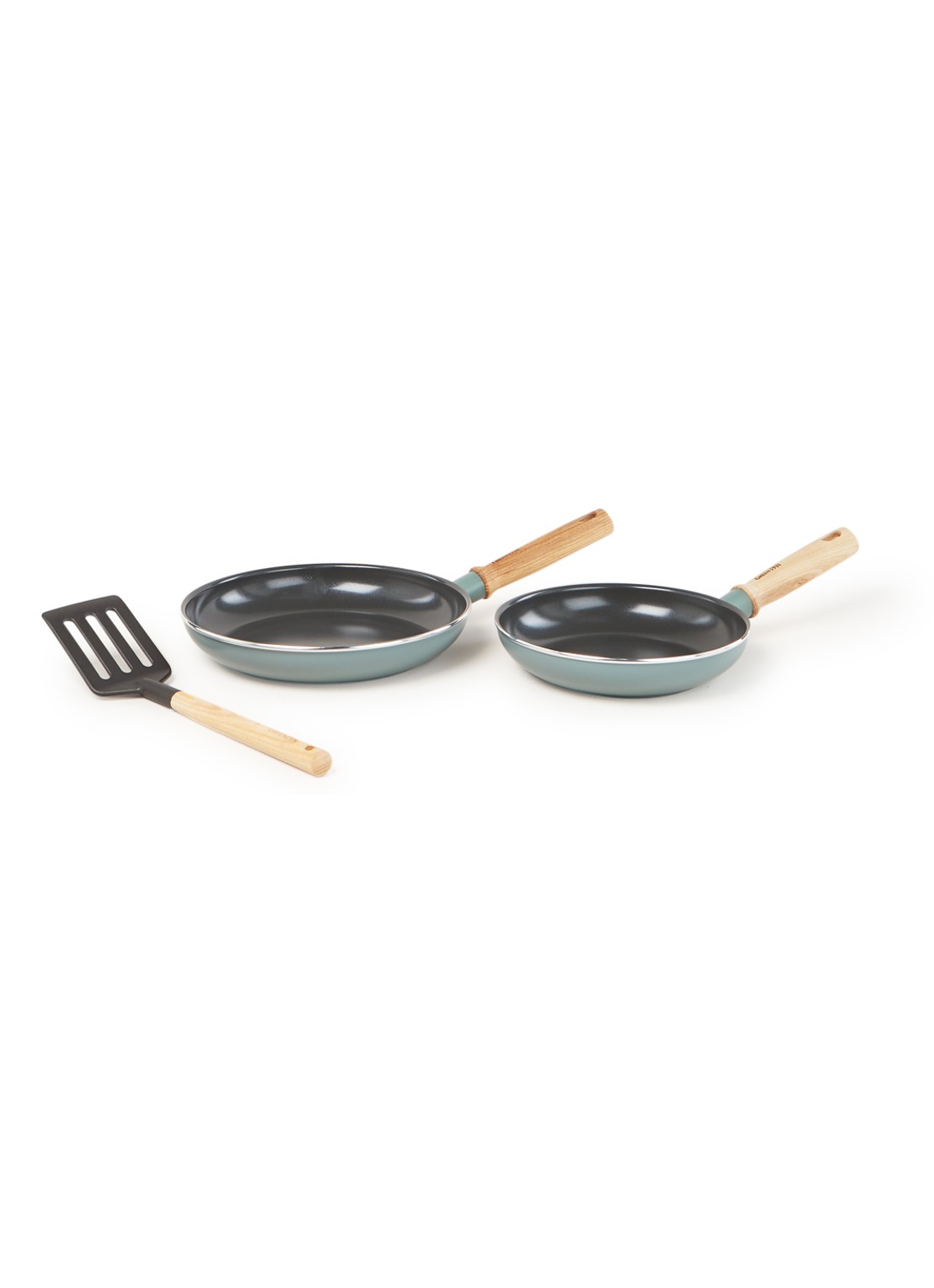 GreenPan Mayflower pannenset 3-delig - voorkant 2 blauwgrijs