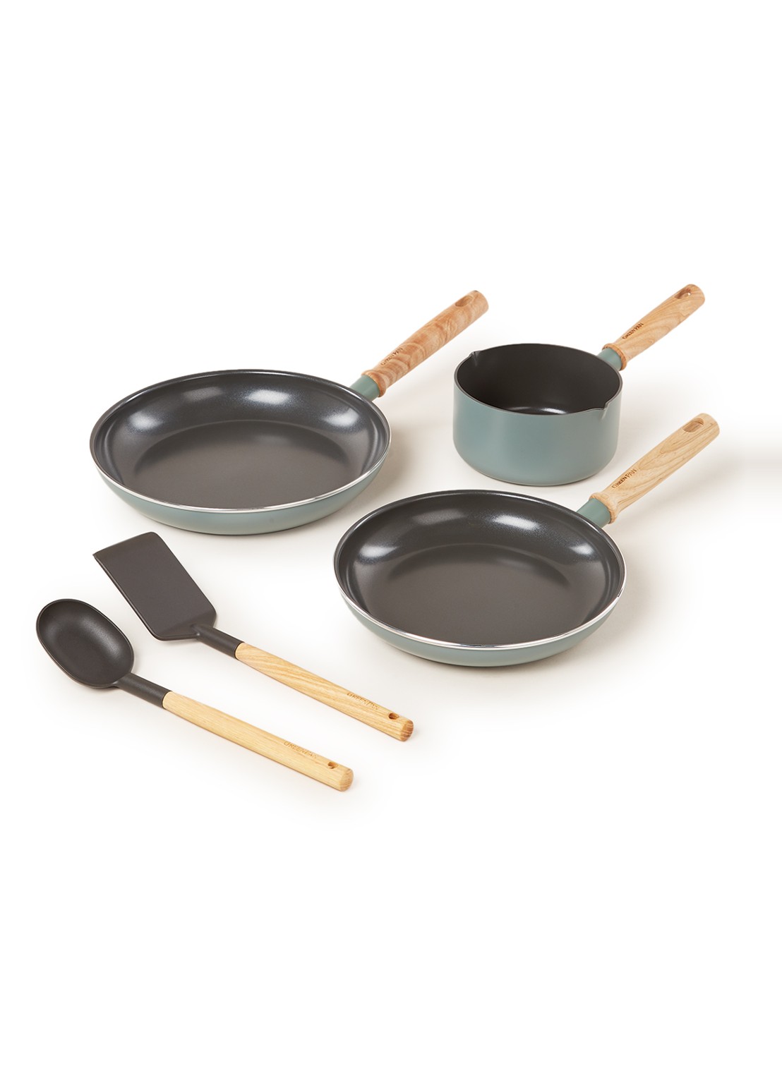 GreenPan Mayflower pannenset 5-delig - voorkant blauwgrijs