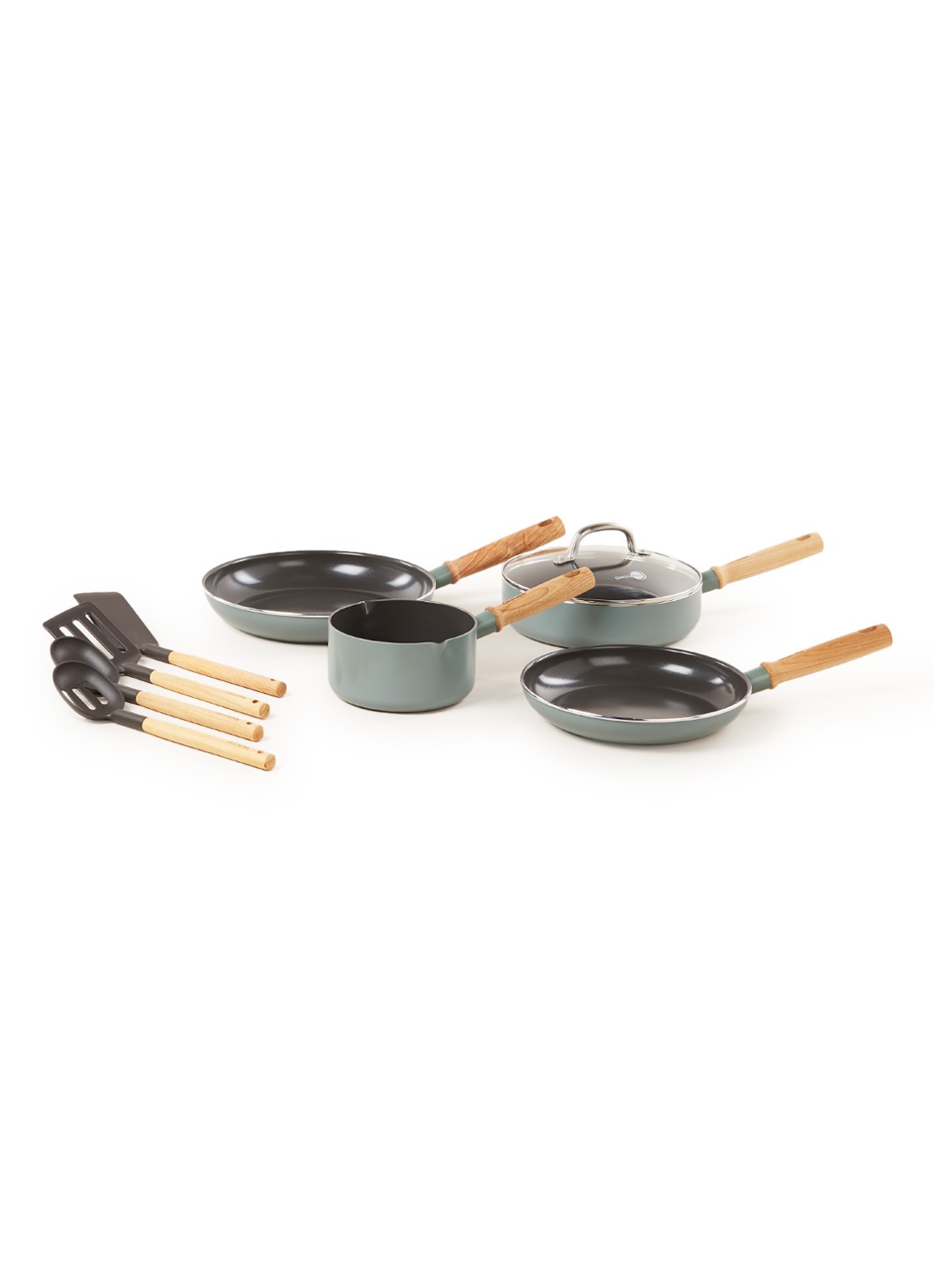 GreenPan Mayflower pannenset 9-delig - voorkant lichtblauw