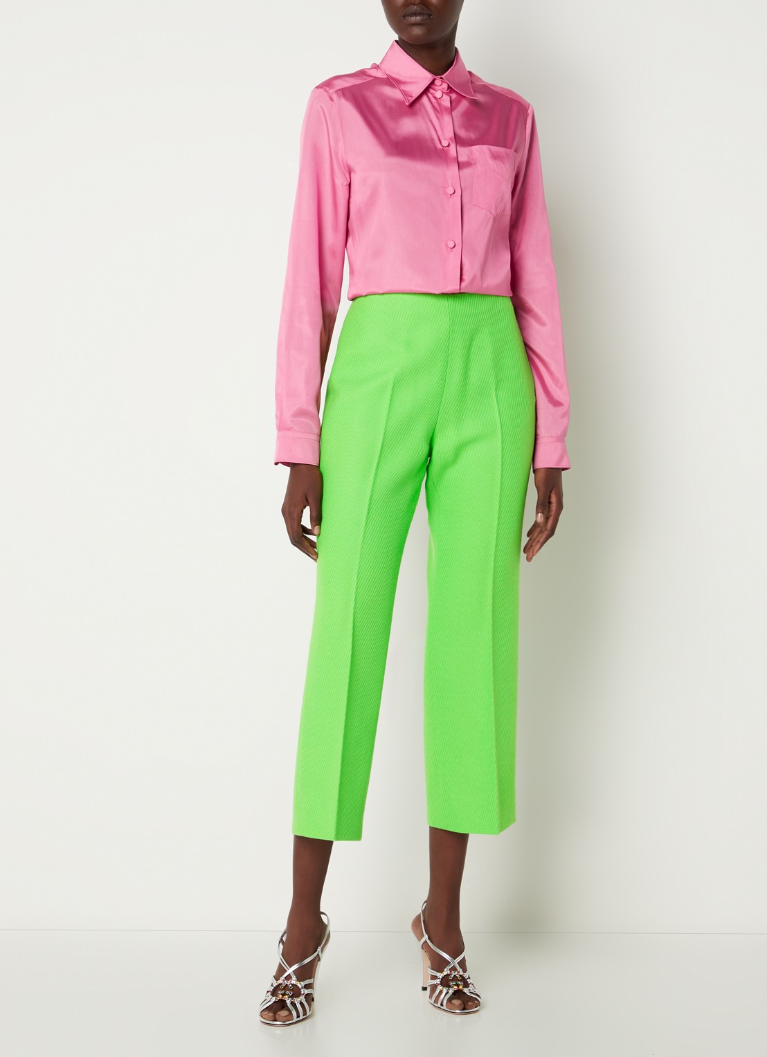 Gucci Blouse met borstzak en glanzende finish - voorkant 4 roze