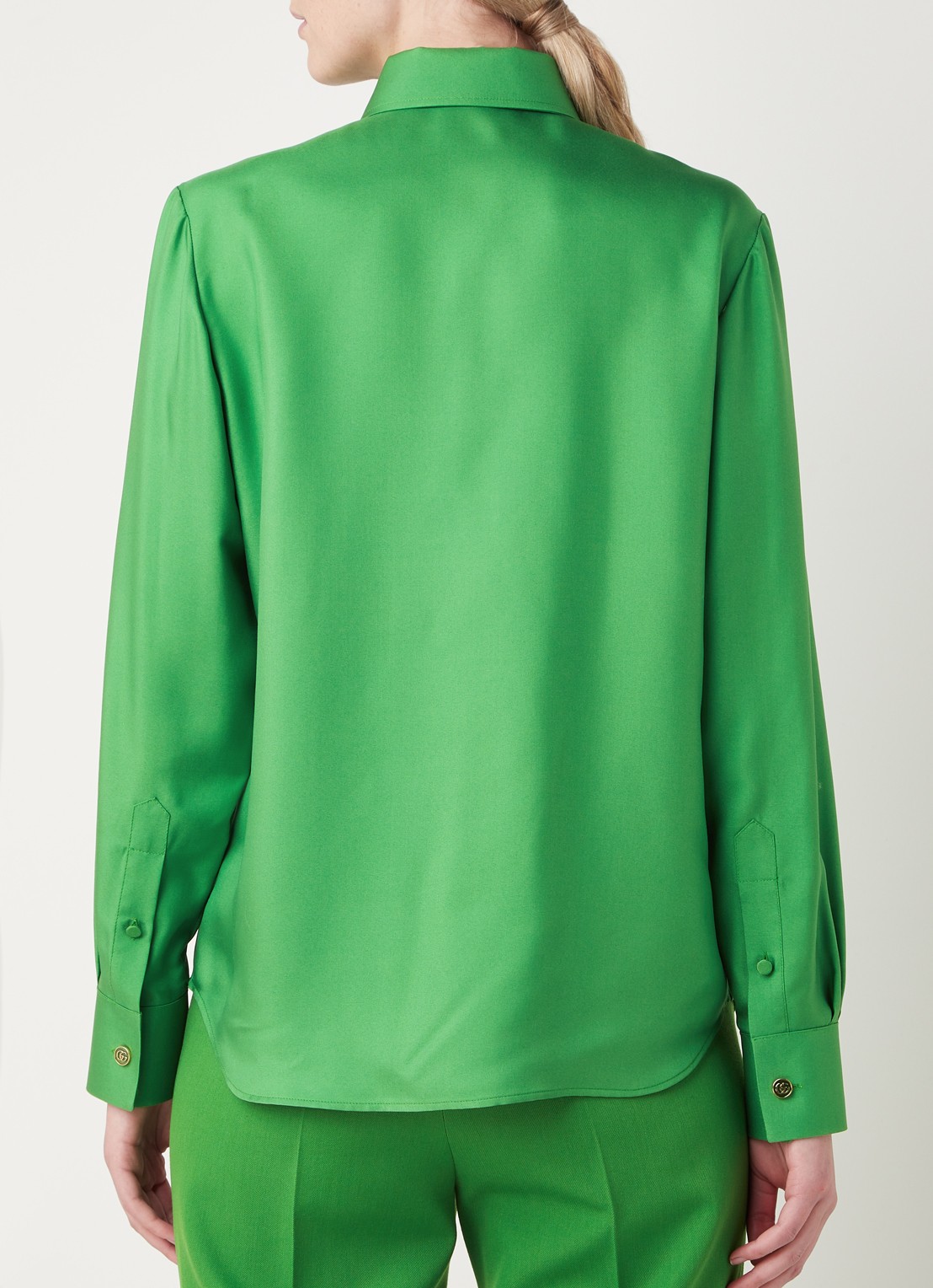 Gucci Blouse van zijde met borstzak - achterkant groen
