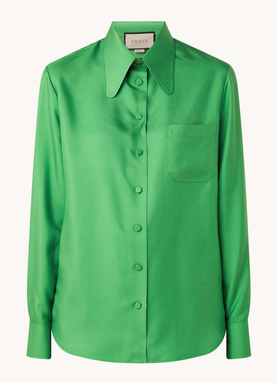 Gucci Blouse van zijde met borstzak - voorkant 4 groen