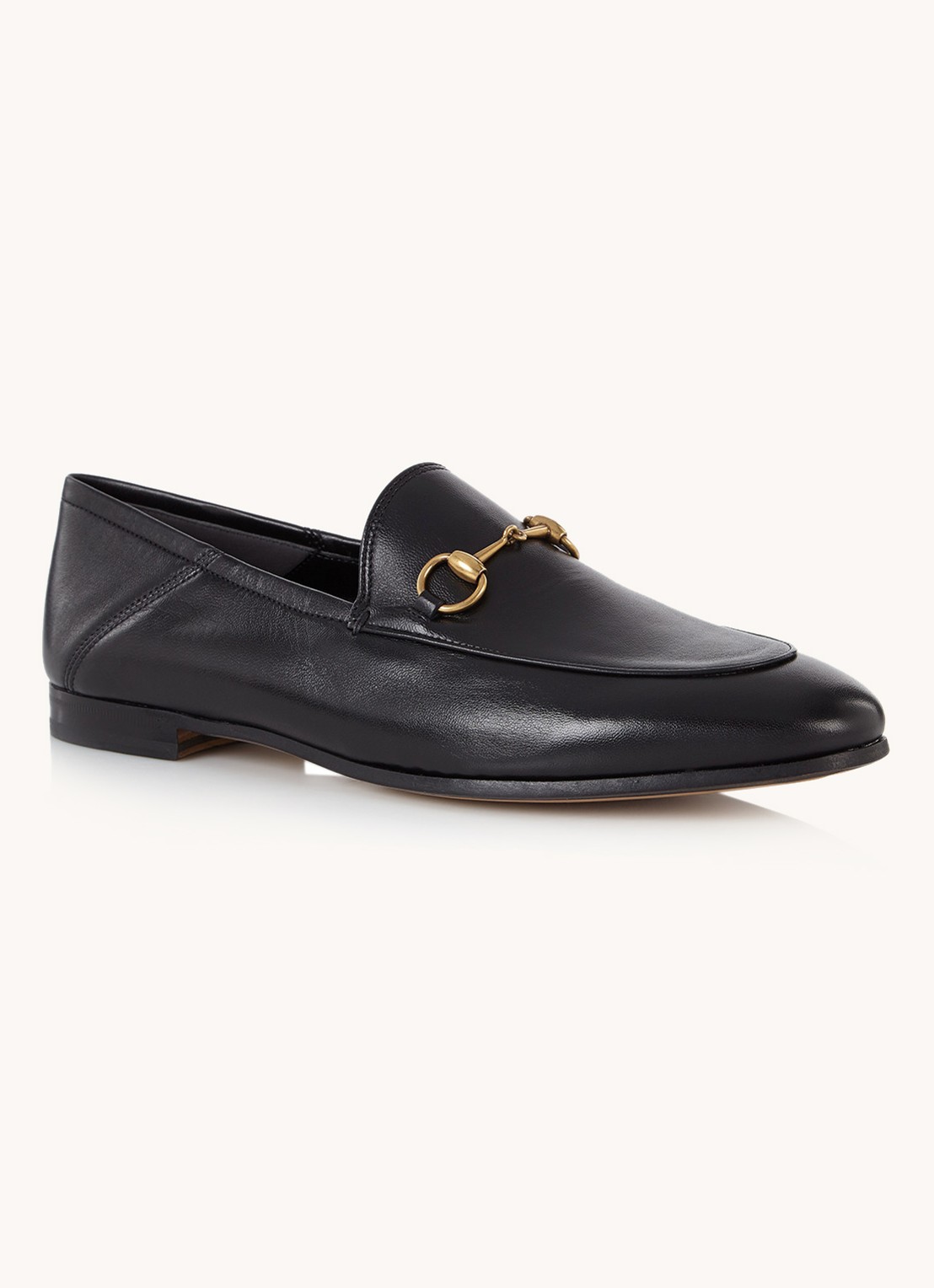 Gucci Brixton loafer van leer met horsebit - voorkant zwart