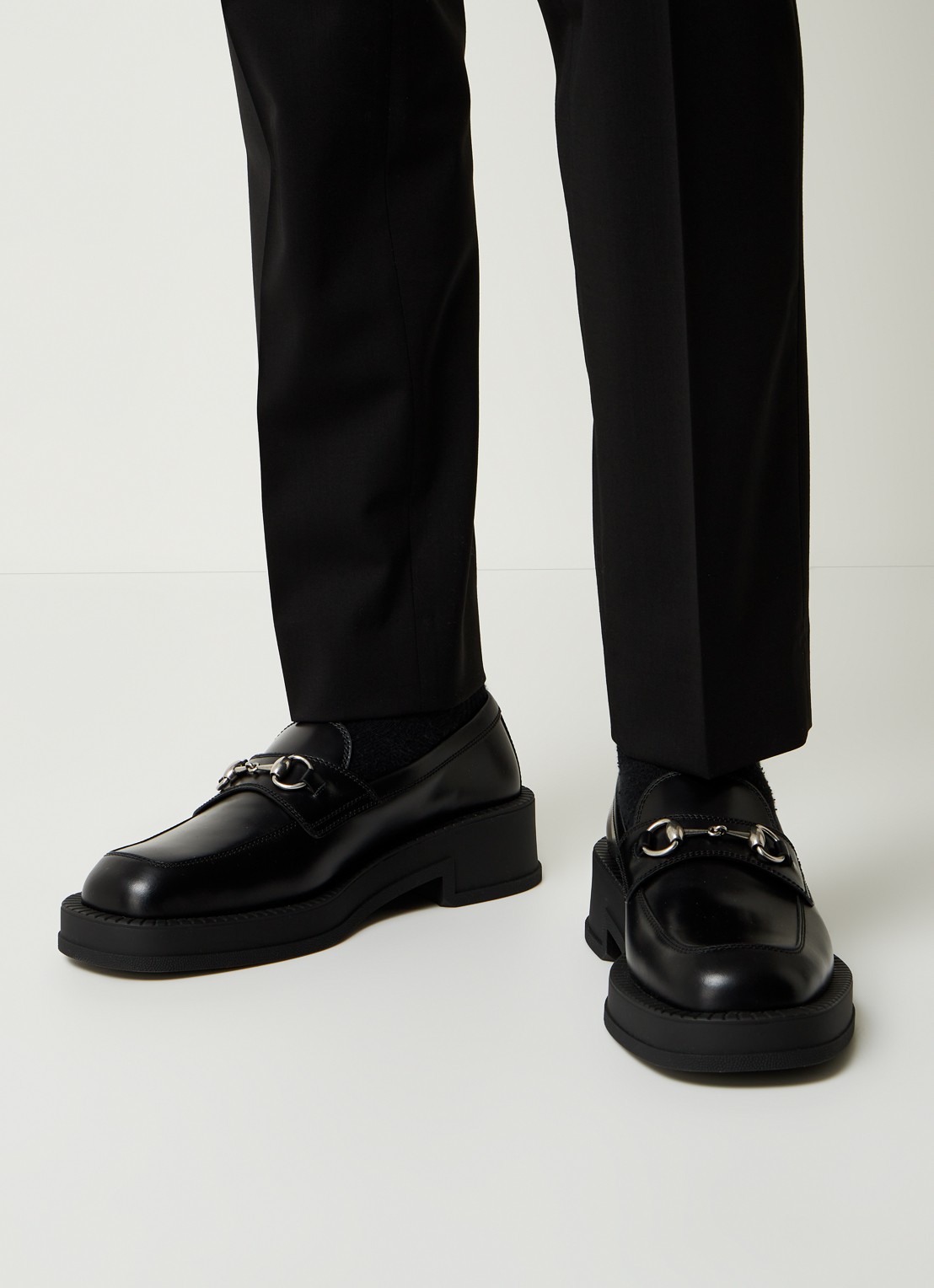 Gucci Genk loafer van leer  - voorkant 7 zwart
